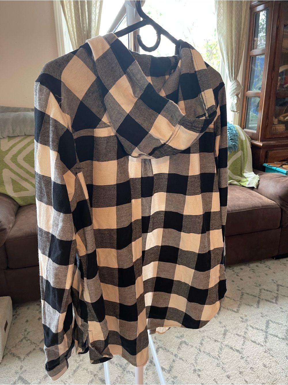 2 shirts: Women’s Columbia Plaid Hooded Flannel Tops - Picture 5 of 6